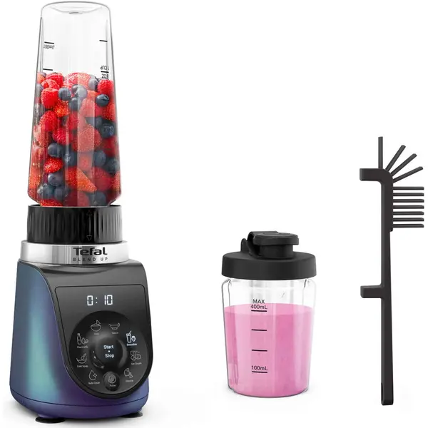 Tefal Blender Tefal Blend Up BL19H4F0, 1000W, recipiente portabile de 400 ml / 700 ml, 8 programe automate, 6 lame Powelix detasabile, functie auto curatare / Pulse / zdrobire gheata, Albastru & Negru