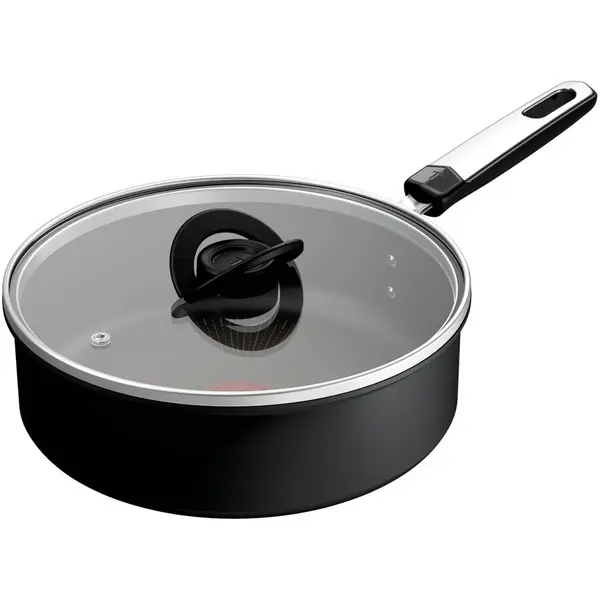 Tefal Cratita cu capac Tefal Excellence, 24 cm, 3.3L, inductie, invelis antiaderent, indicator Thermo-Signal, aluminiu, Negru