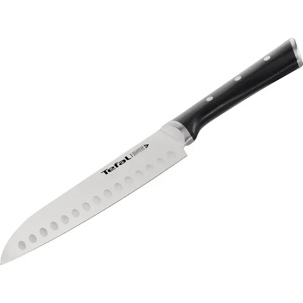 Tefal Cutit Santoku Tefal Ice Force, lama 18 cm, inox, maner plastic, compatibilitate cu masina de spalat vase, negru & argintiu