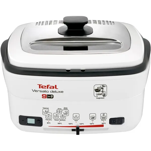Tefal Friteuza 9in1 Tefal Versalio Deluxe FR495070, 1600 W, 1 kg, Bol detasabil, Alb-Negru