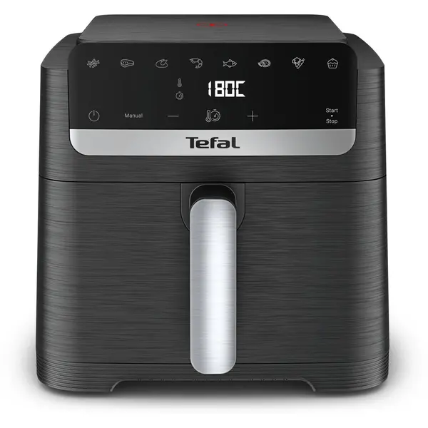Tefal Friteuza cu aer cald Tefal Easy Fry Mega Compact EY8618E0 air fryer, 2020 W, capacitate 7.5 L, temperatura ajustabila, 8 programe, display digital, oprire automata, Negru