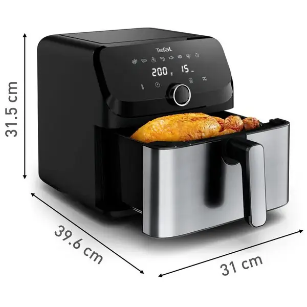 Tefal Friteuza cu aer cald Tefal Easy Fry Mega EY855D10, putere X, 8 programe, invelis antiaderent, oprire automata, Argintiu/Negru