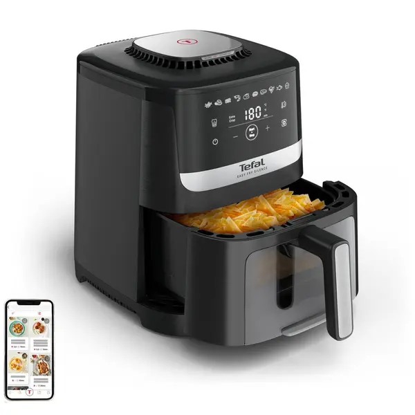 Tefal Friteuza cu aer cald Tefal Easy Fry Silence EY5568E0, 5 l, 10 programe, 1670 W, Temperatura ajustabila 40-200 C, Negru