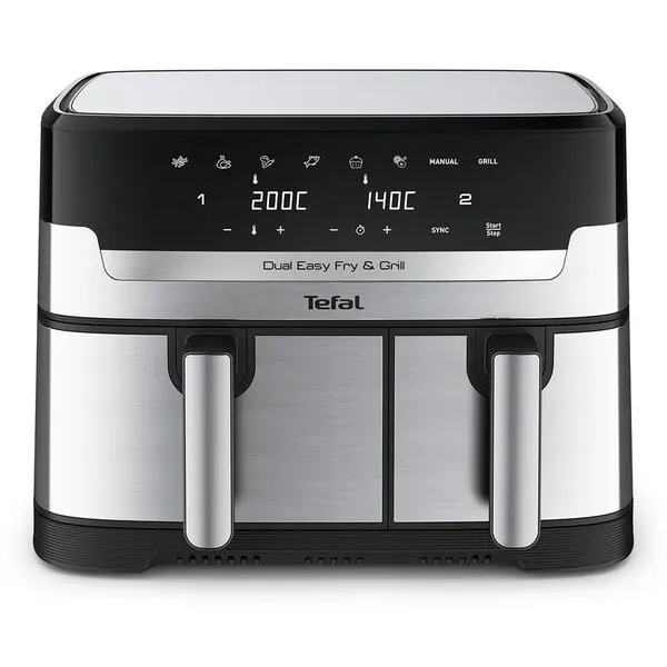Tefal Friteuza Dubla TEFAL Easy Fry&Gril EY905D10, 2.4kg, 8.3l, 2700W, Negru-Argintiu