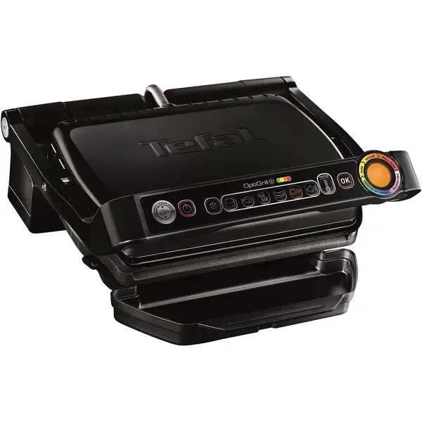 Tefal Grill electric Tefal OPTIGRILL GC714834, 2000W, 6 programe automate de gatit, Senzor automat pentru gatit, Placi detasabile, Negru