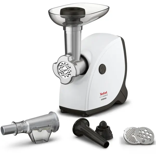 Tefal Masina de tocat carne Tefal HV4 NE463138, 2.3kg/min, 6 in 1, 2000 W, Alb