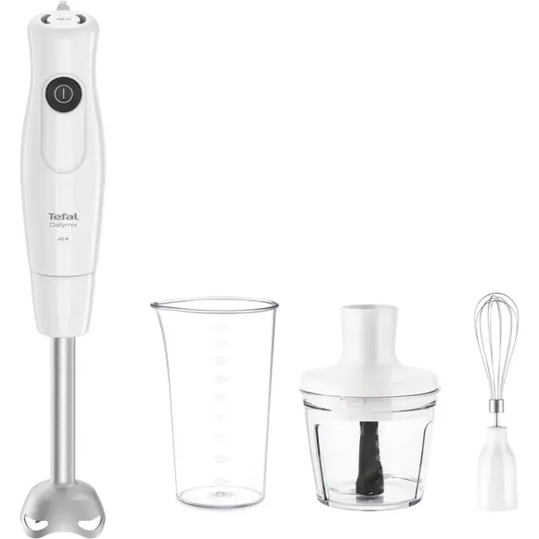 Tefal Mixer vertical Tefal DailyMix HB533138, 600W, recipient 800ml, tocator 500ml, protectie antistropire, alb