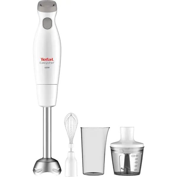 Tefal Mixer vertical Tefal HB453138 Easychef 3 in 1, 450 W, 2 viteze, tocator, vas gradat, tel, Alb