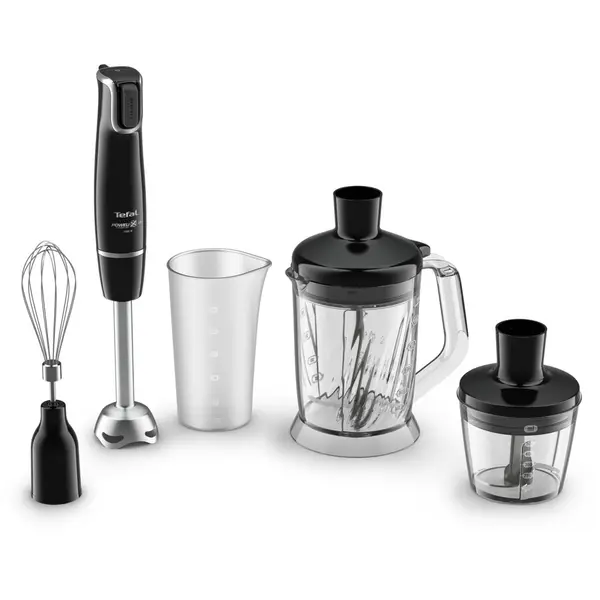 Tefal Mixer vertical Tefal InfinyForce HB94L830, 1000 W, 5 accesorii, pahar de masurat 800ml, capacitate tocator 500ml, Tehnologia Powelix, inox, Negru