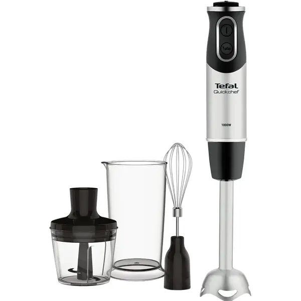 Tefal Mixer vertical Tefal Quickchef HB656838, 1000W, protectie antistropire, 20 de viteze, picior inox, tocator 0.5 L, tel, pahar gradat 0.8 L, Negru/Inox