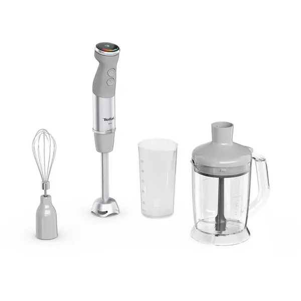 Tefal Mixer vertical Tefal Quickchef+ HB67MB30, 1000W, 20 trepte de viteza, functie Turbo, tocator 1000 ml, pahar de masurat 800ml, tel, inox, 4 lame Powelix, Gri-Argintiu