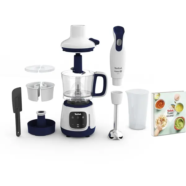 Tefal Robot / Blender Tefal Yummy Gourmet HB55W430, 600W, aparat 4in1, capacitate de max 800ml, 2 programe automate, accesoriu Baby Gourmet, pentru prepararea hranei bebelusilor, Alb