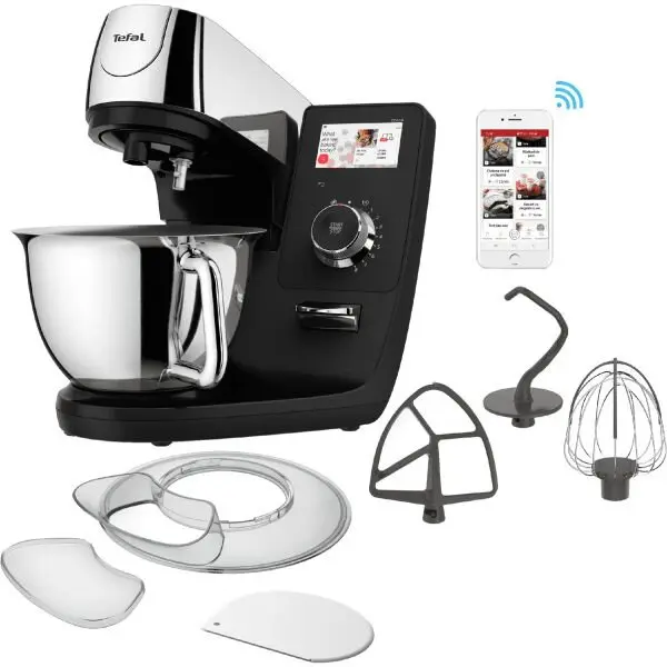 Tefal Robot de bucatarie Tefal i-Coach Touch QB950D38, ecran tactil, 21 programe automate, 10 trepte viteza, 1200 W, 5,5 L, negru