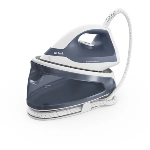 Tefal Statie de calcat Tefal Express Optimal SV4110E0, 2200 W, 1.2 litri, jet de abur 190 g/min, talpa Xpress Glide, jet de abur vertical, presiune 5 bar, oprire automata, functie anticalcar, albastru