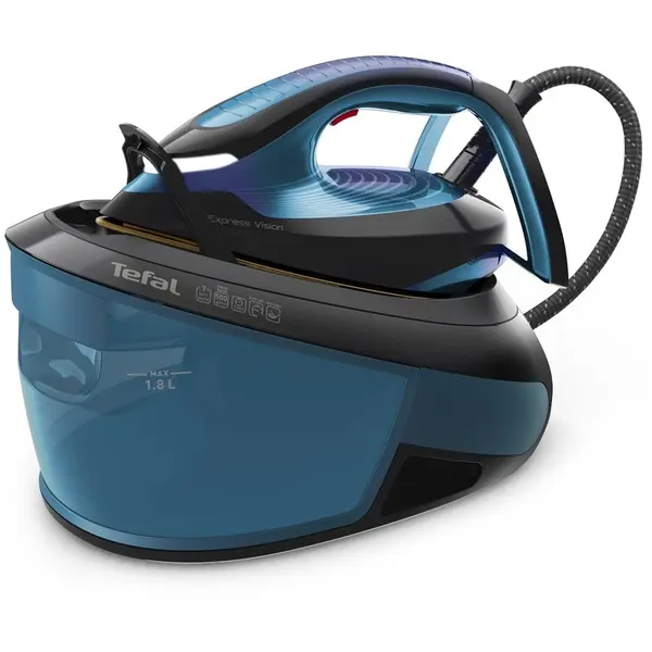 Tefal Statie de calcat TEFAL Express Vision SV8151E0, 2800W, 500g/min, 1800ml, talpa Durilium, albastru-negru