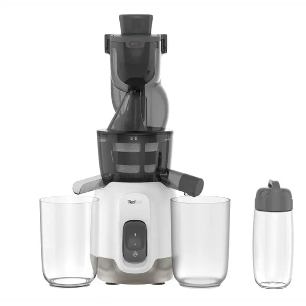 Tefal Storcator de fructe si legume Tefal Ultra Juice ZC600138, tehnologie presare la rece, functie automata EasyClean, functie preparare inghetata, recipient portabil Negru/Gri