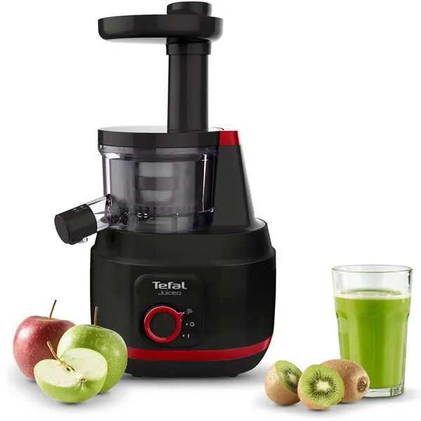 Tefal Storcator de fructe si legume Tefal ZC150838 Juiceo, 150 W, 80 Rpm, presare la rece, Rosu/Negru