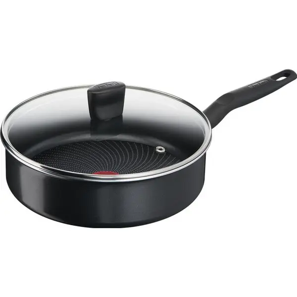 Tefal Tigaie adanca cu capac, Tefal, So Light, Titan, 24 cm, Design ergonomic, Tehnologie antiaderenta, Negru