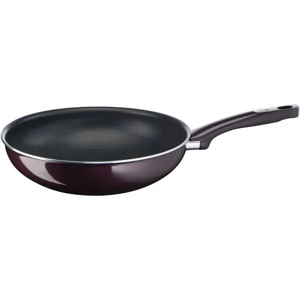 Tefal Tigaie cu maner Wok Tefal Resist, 28 cm, mov, indicator Thermo Spot