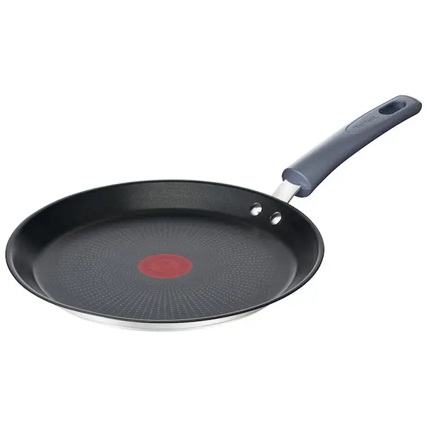 Tefal Tigaie pentru clatite Tefal Daily Cook, 25 cm, inductie, invelis antiaderent din titan, maner nituit, indicator Thermo-Signal, argintiu / negru