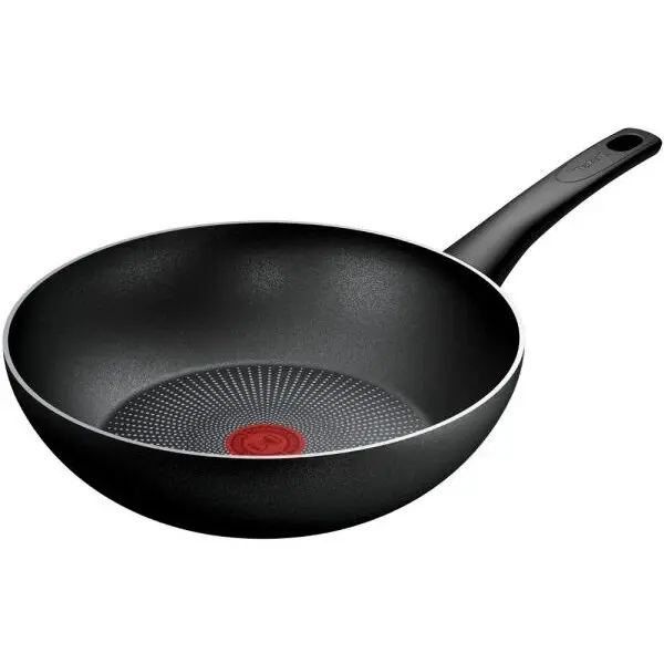 Tefal Tigaie Wok Tefal Simple Cook, Thermo-Signal, invelis antiaderent din titan, 28 cm