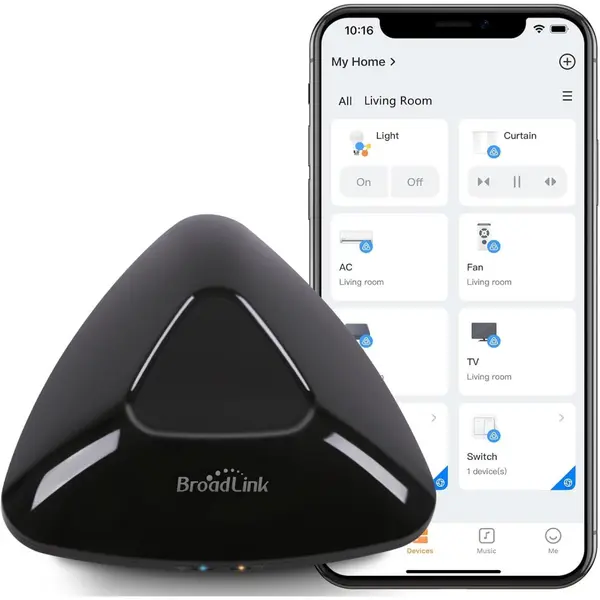 Telecomanda universala inteligenta BroadLink RM MAX, Wi-Fi, BLE, IR/RF, Compatibil cu Google Home, Alexa