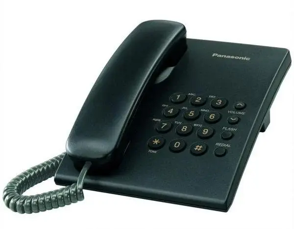 Telefon analogic Panasonic KX-TS500FXB, buton recall, 6 niveluri volum, 3 niveluri sonerie, negru