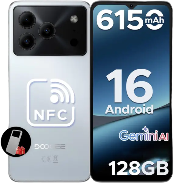 Telefon Doogee Note 56 Pro 4G Octa-Core 6.56-inch IPS 90Hz 4GB RAM 128GB NFC 6150mAh Android 16 Silver