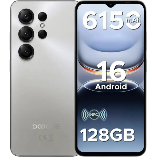 Telefon Doogee Note 56X Pro, 4G, Octa-Core, 6.56 HD+ 90Hz, 4GB RAM, 128GB, NFC, 6150mAh, Android 16, Mist Gray