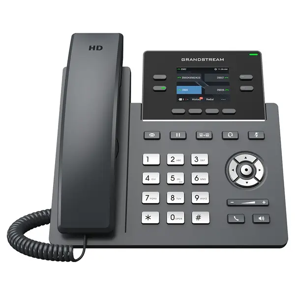 Telefon IP Grandstream, 4 linii, ecran color, PoE, 2 porturi LAN, compatibil GDMS, GRP2612G