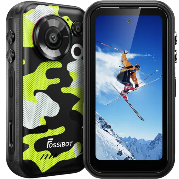 Telefon mini Fossibot F116 Pro cu Action Camera 4K Ultra-Wide, 5G, Dual SIM, 4-inch 120Hz, Dimensity 7300, 12GB RAM, 256GB, Optical Image Stabilization, NFC, 3600mAh, Android 16, Green