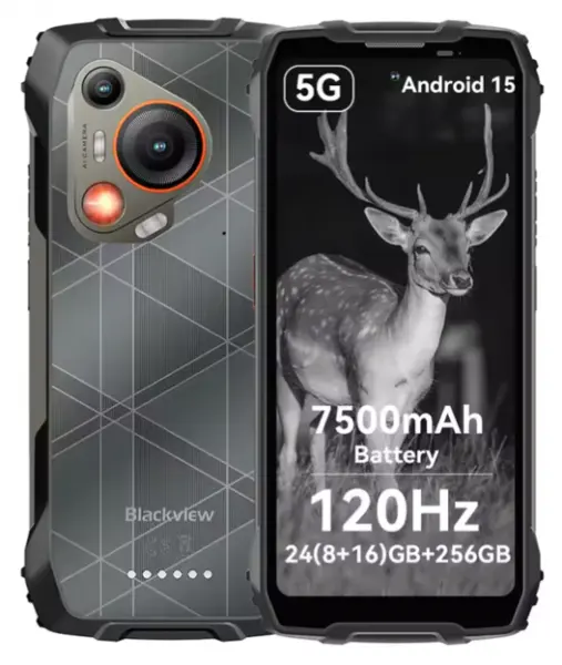Telefon mobil Blackview BL7000 Black, 5G, 6.78 IPS HD+ 2.4K 120Hz, 24GB RAM (8GB+16GB extensibili), 256GB ROM, Android 15, 50MP, NightVision, NFC, WiFi 6, 7500mAh, 33W, OTG, DokeAI, Dual SIM