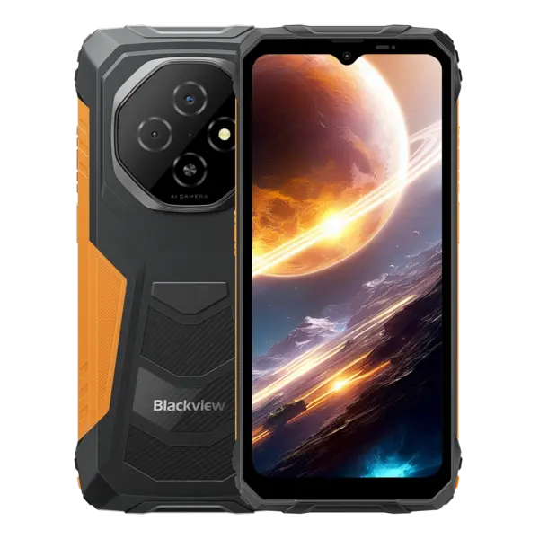 Telefon Mobil Blackview FORT 1, Portocaliu, 4G, 6.56, ³ HD+ IPS, 16GB RAM (4GB + 12GB Extensibili), 128GB ROM, 16 MP, Android 15, Tiger T615, NFC, 10000 mAh, 18 W, Dual SIM