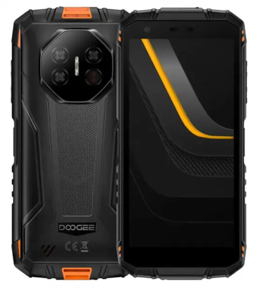 Telefon mobil Doogee Fire 3 Pro, Portocaliu, 4G, 5.5 HD+ IPS, 16GB RAM(4GB+12GB Extensibili), 128GB ROM, 16MP, Android 15, Unisoc T7200, Night Vision, NFC, Incarcare inversa, 8350mAh, 18W, Dual SIM