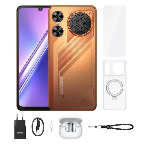 Telefon Mobil Doogee M30 VIP, Portocaliu, 4G, 6.88 HD+ IPS 120Hz, 48GB RAM (6GB + 42GB extensibili), 256GB ROM, 64MP + 20MP, Android 16, Unisoc T7280 Octa-Core, NFC, 8000mAh, 33W, Dual Sim