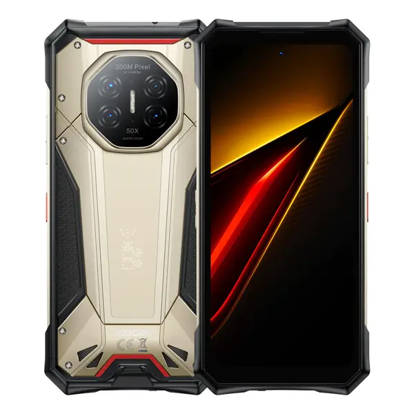 Telefon Mobil DOOGEE S300 Plus, Gold, 5G, 200MP + 64MP Night Vision, 6.78 120Hz, 48GB RAM (12GB + 36GB extensibili), 1TB, Dimensity 8300, Android 16, NFC, 11000mAh, Dual SIM