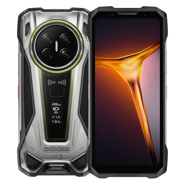 Telefon Mobil DOOGEE V Max 2 Pro, Silver, 5G, 6.78 120Hz, 48GB RAM (16GB + 32GB extensibili), 1TB, Dimensity 8300, 22000mAh, 120W Fast Charge, 1000LM Camping Light, Android 16, NFC, Dual SIM
