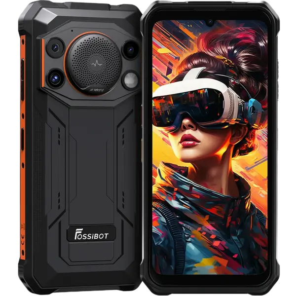 Telefon Mobil FOSSiBOT F110L Orange, 4G, 6.745, HD+, 12GB RAM (8GB + 4GB RAM extensibil), 128GB ROM, Unisoc Tiger T615, Camera 50MP + 8MP, Baterie 10000mAh, Difuzor 128dB, Lanterna, 4G, Dual Sim