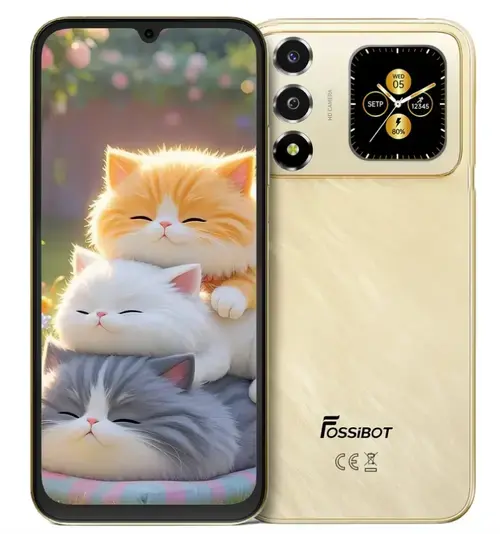 Telefon Mobil FOSSiBOT S7, Procesor Unisoc T615, Ecran IPS LCD touchscreen 6.9inch, 8GB RAM, 256GB Flash, Camera 16MP, Wi-Fi, 4G, Dual Sim, Android (Auriu)