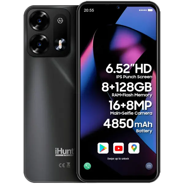 Telefon mobil iHunt S26 Ultra Black 4G 6.52, ³ HD+ 8GB RAM (4GB + 4GB Virtual) 128GB ROM Dual SIM Android 14