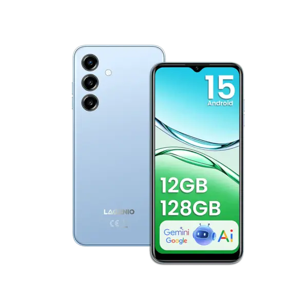 Telefon Mobil Lagenio A10 Pro, Albastru, 4G LTE, Ecran 6.52 HD+ 90Hz, 12GB RAM (4GB + 8GB extensibili), 128GB, Camera 13MP, Android, 5150mAh, Dual SIM
