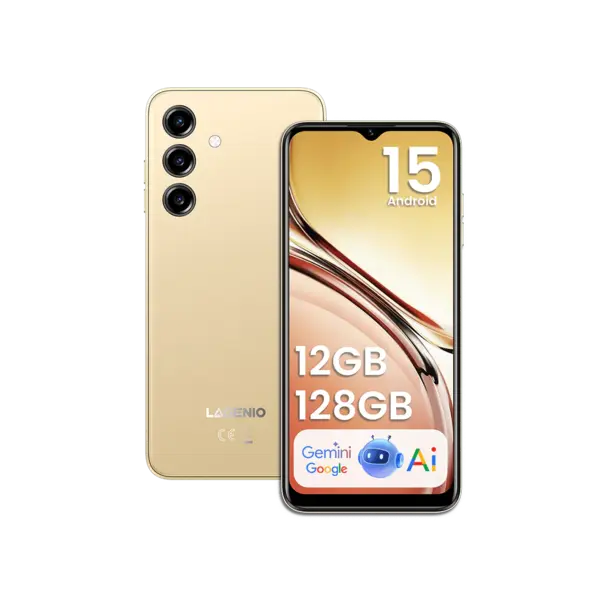Telefon Mobil Lagenio A10 Pro, Auriu, 4G LTE, Ecran 6.52 HD+ 90Hz, 12GB RAM (4GB + 8GB extensibili), 128GB, Camera 13MP, Android, 5150mAh, Dual SIM