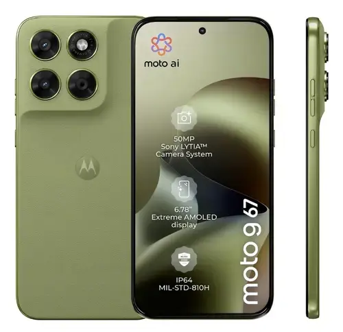 Telefon Mobil Motorola Moto G67, Procesor Mediatek Dimensity 6300 Octa-Core, AMOLED Touchscreen 6.78inch, 8GB RAM, 128GB Flash, Camera Duala 50 + 8 MP, Wi-Fi, 5G, Dual Sim, Android (Verde)