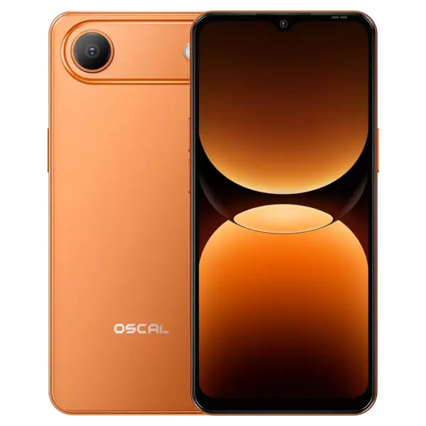 Telefon Mobil OSCAL FLAT 3C, Portocaliu, 4G, 6.56 HD+ IPS, 16GB RAM (4GB + 12GB extensibili), 64GB, Unisoc T310, 5000mAh, 32MP, Android 16, Dual SIM