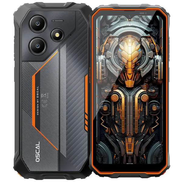 Telefon mobil OSCAL MARINE 2, Portocaliu, 4G, 6.56 HD+ 90Hz, 12GB RAM (4GB + 8GB extensibili), 64GB ROM, DokeOS 4.1, Unisoc T615, 11000mAh, 18W, Dual SIM