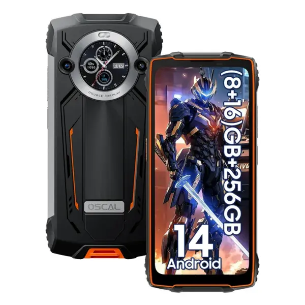 Telefon mobil OSCAL PILOT 2 Portocaliu, Dual 4G VoLTE, 6.5 2.4K FHD+, 24GB RAM (8GB + 16GB extensibili), 256GB ROM, Android 14, MediaTek Helio G99, 8880mAh, IP68 IP69K, Dual SIM