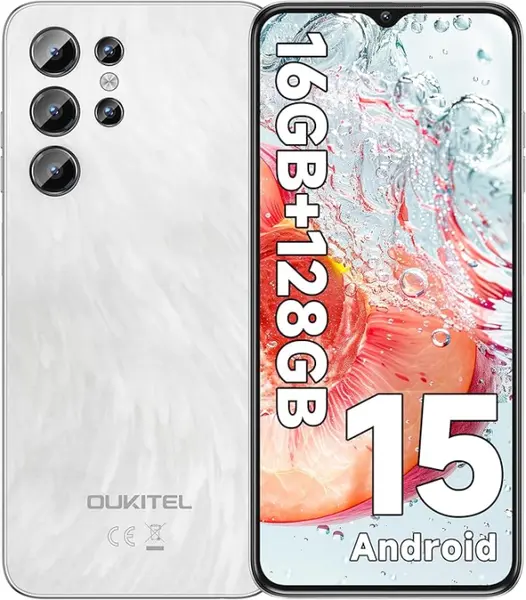 Telefon Mobil Oukitel C1, Alb, 4G, 6.52 IPS, 16GB RAM (4GB + 12GB extensibili), 128GB ROM, 13MP, Android 15, Unisoc T606, OTG, 5150mAh, 10W, Dual SIM