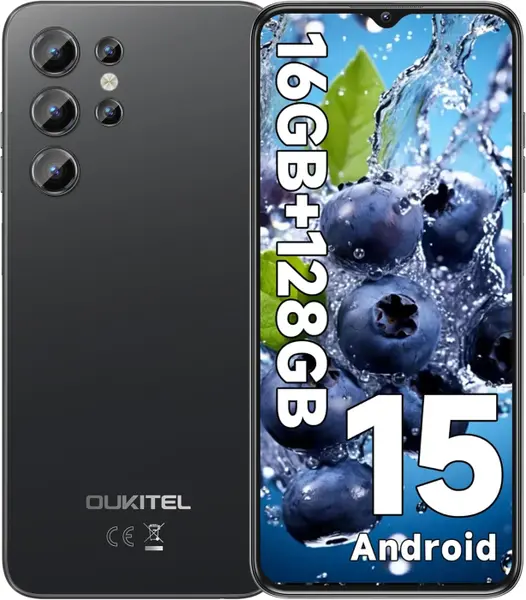Telefon Mobil Oukitel C1, Negru, 4G, 6.52 IPS, 16GB RAM (4GB + 12GB extensibili), 128GB ROM, 13MP, Android 15, Unisoc T606, OTG, 5150mAh, 10W, Dual SIM