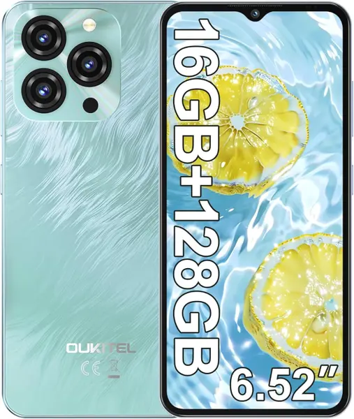 Telefon Mobil Oukitel C3, Albastru, 4G, 6.52 HD+ 90Hz IPS, 16GB RAM (4GB + 12GB extensibili), 128GB ROM, 13MP, Android 14, Unisoc T606, OTG, 5000mAh, 10W, Dual SIM
