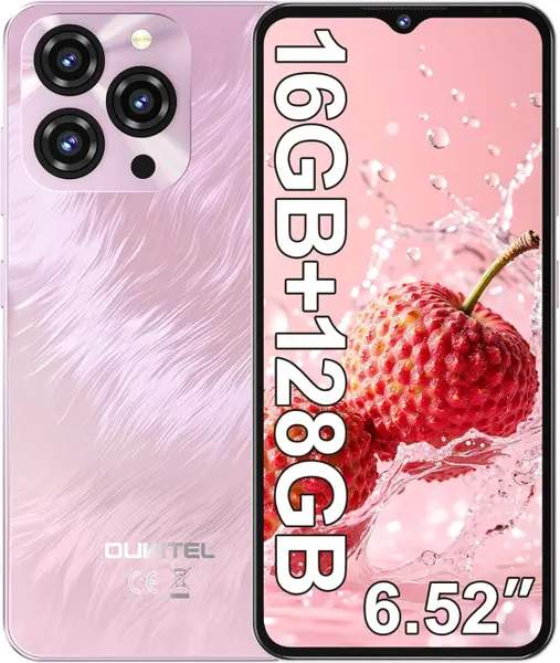 Telefon Mobil Oukitel C3, Roz, 4G, 6.52 HD+ 90Hz IPS, 16GB RAM (4GB + 12GB extensibili), 128GB ROM, 13MP, Android 14, Unisoc T606, OTG, 5000mAh, 10W, Dual SIM